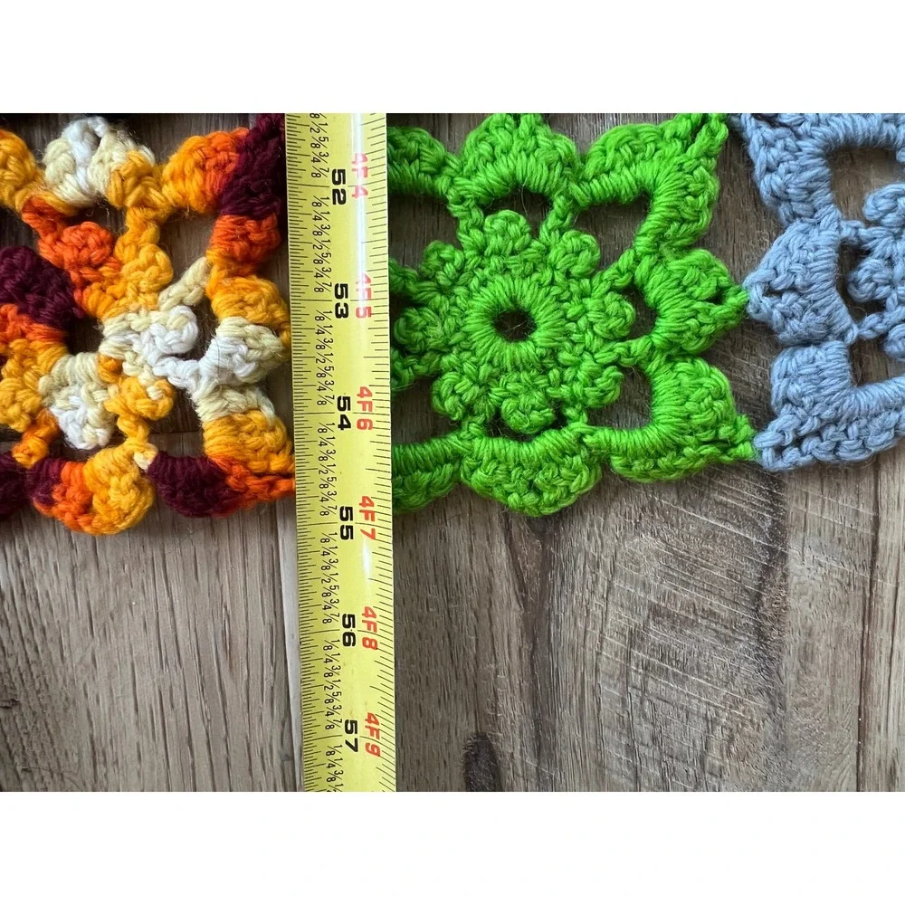 Vintage Handmade Crochet Granny Square Blanket Multi Color Patchwork Throw 55x65